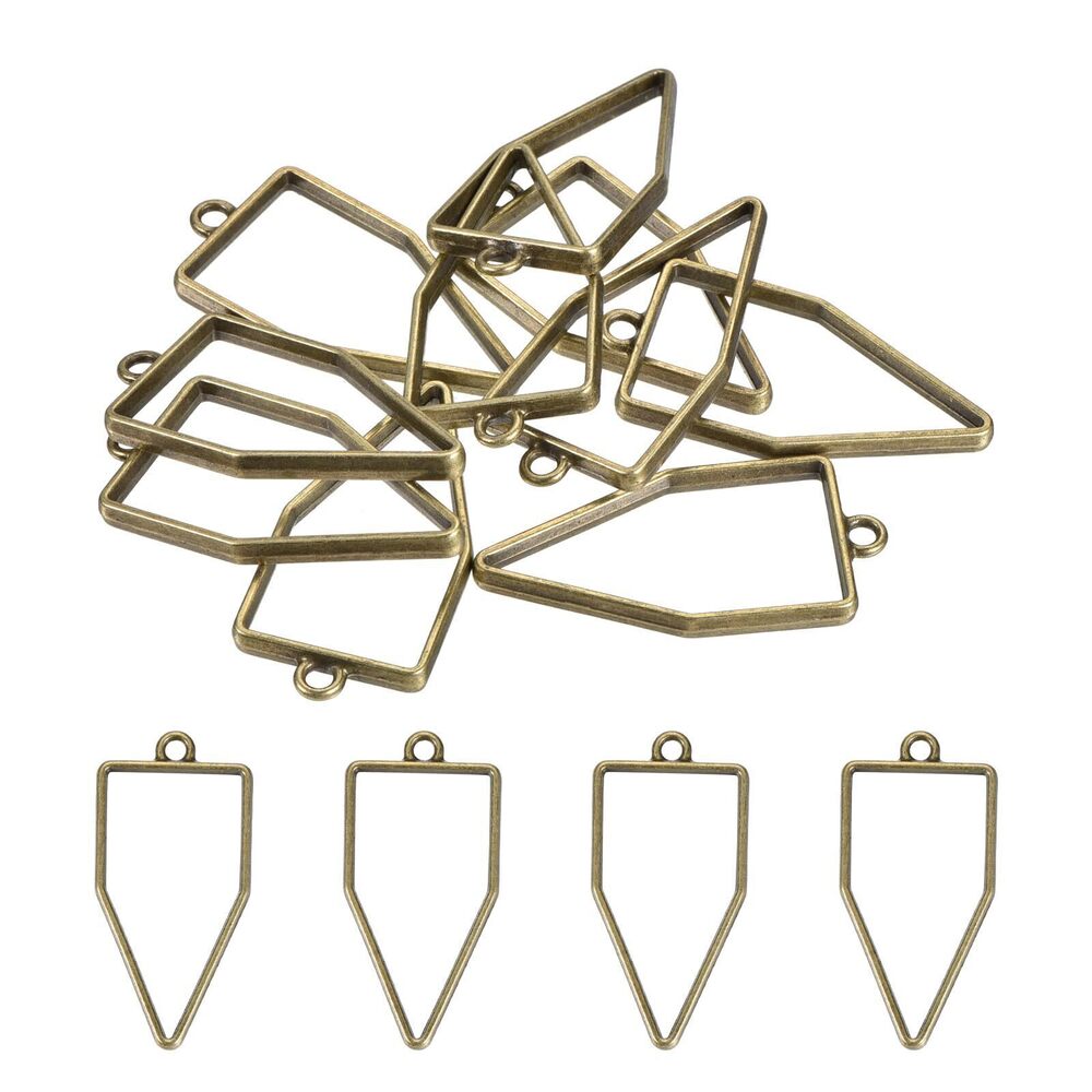 3602 Alloy Open Back Bezel Pendants, 50 Pack Pentagon Hollow Resin Pendant